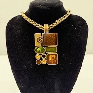 Premier Designs: Vintage Style Geometric Mosaic Pendant: Chain Not Included